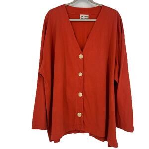 Liz & Jane Orange Cardigan Blouse Lagenlook Art Minimalist Cotton Size 3X